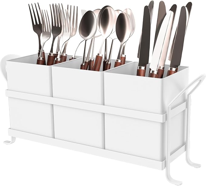 GaryVault White Kitchen Utensil Holder - Chic Silverware Holder for Party, Compact and Versatile Utensil Caddy, Ideal for Countertop and Party Use