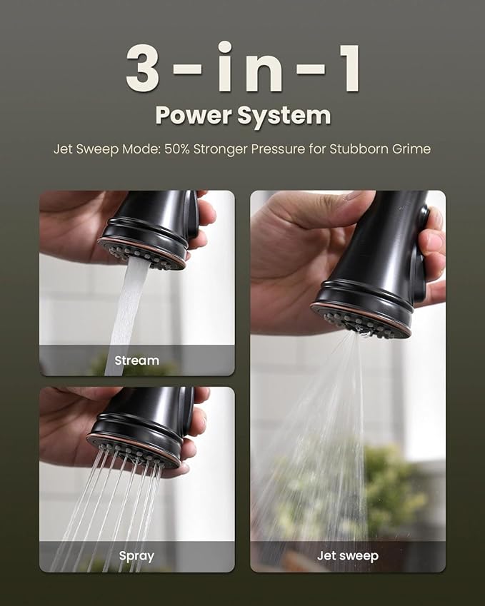 APPASO Pull Down Kitchen Faucet with Sprayer Oil Rubbed Bronze, Antique ORB Single Handle High Arc Faucet, cUPC-Certified Pull-Out Hose, Water Supplies & Valve Core
