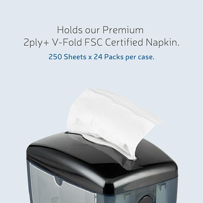 EZ-Pull Countertop Interfold Napkin Dispenser for Restaurants, Tabletop V-fold, Pearl Black 4300B-EZ