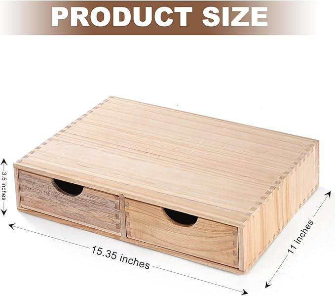 QYJinlida Wooden K Cup Organizer Coffee Pod Storage Box, Coffee Pod and Tea Bag Holder,Kcup Drawer Coffee Maker Stand,Home Kitchen Counter Holds Up to 30 Pods Capacity (2 Drawer) (Natural Wood Color)