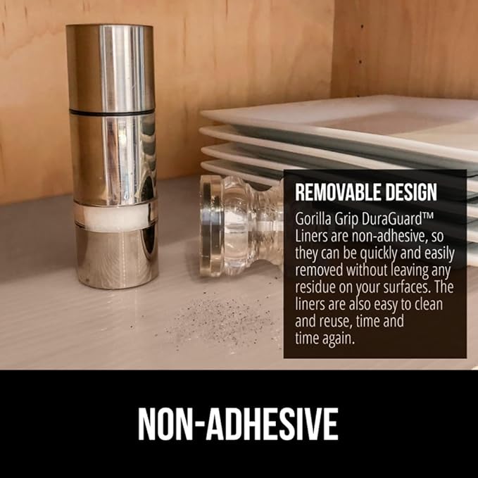 GORILLA GRIP DuraGuard Shelf Liner, 20x20 Non-Adhesive Cabinet Liners for Kitchen Drawers, Shelves, Refrigerator, Pantry Storage, Bathroom Closet, Durable Waterproof BPA Free Ribbed Plastic, Beige