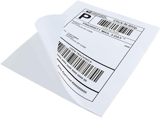 L LIKED 30 Printable White Sticker Paper Full Sheet Label, Matte, 8.5" x 11" for Laser & Inkjet Printing (30 Sheets)