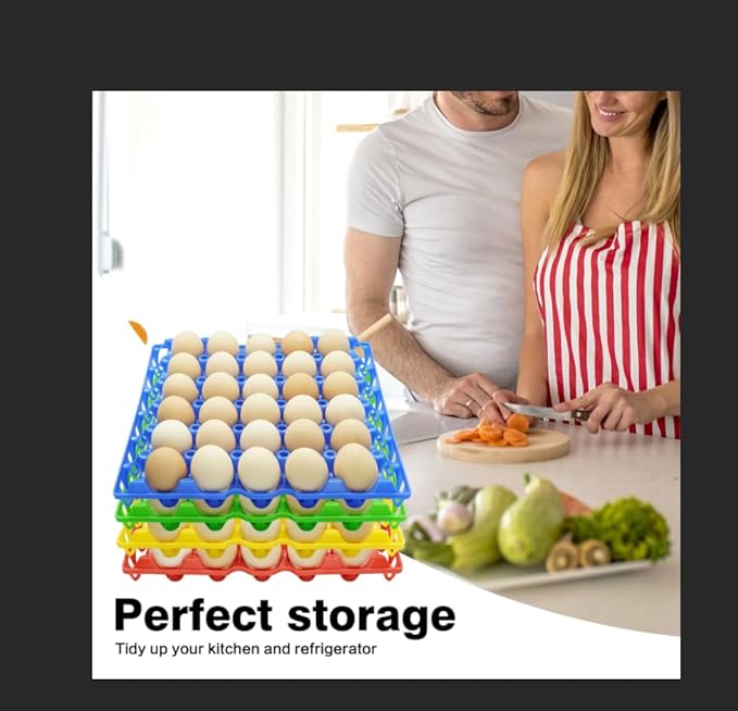 8 Pack Bulk Egg Tray,Reusable Plastic Egg Holder,Durable Egg Cartons,Stackable 30-Egg Crates for Home Chicken Farmers Transportation Storing Sharing Selling Fresh Eggs