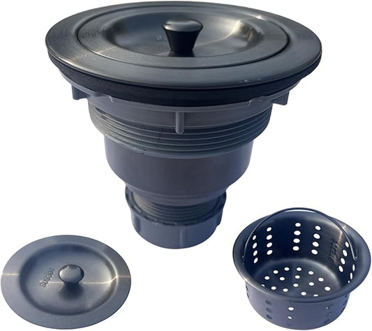 Sink Strainer Kitchen Sink Drain Assembly Kit 3-1/2 Inch with Kitchen Sink Drain Basket,304 Stainless Steel Sink Stopper & Cover Lid，Stainless Steel Matt Black