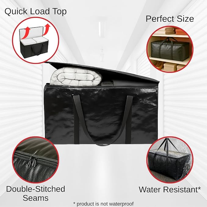 BAG-THAT! 10 - Pack Heavy Duty Large Moving Bag with Strong Zipper and Comfortable Handles Durable & Sturdy Large Storage Bags Totes Bins Packing Moving Boxes College Supplies for Packing