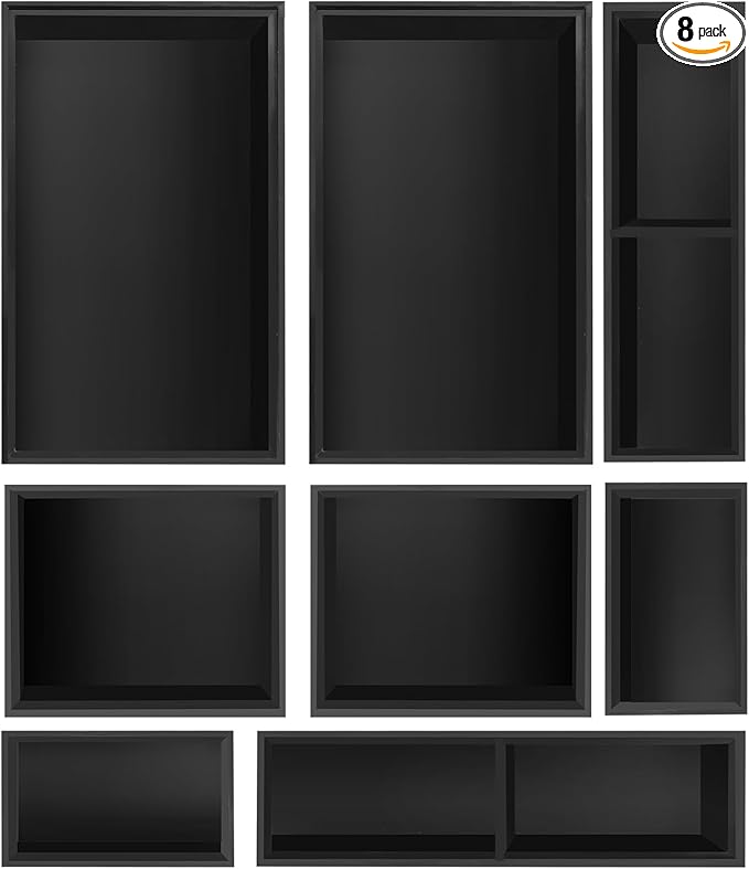 Bxngjuj Bamboo Drawer Organizer Set, 8 PCS Multi-Use Wood Drawer Storage Boxes, Junk Drawer Organizer Divider Bins for Kitchen, Bathroom, Office Desk, Makeup, Jewelry, Utensils
