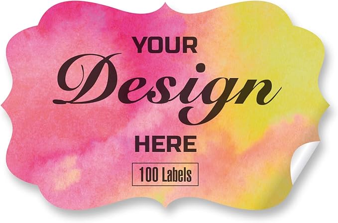 Custom Stickers Personalized Labels - Customized Stickers with Any Design Image Logo Text,Custom Thank You Label Stickers,Custom Stickers for Business Logo,100 Labels (Fancy Frame,5"x3")