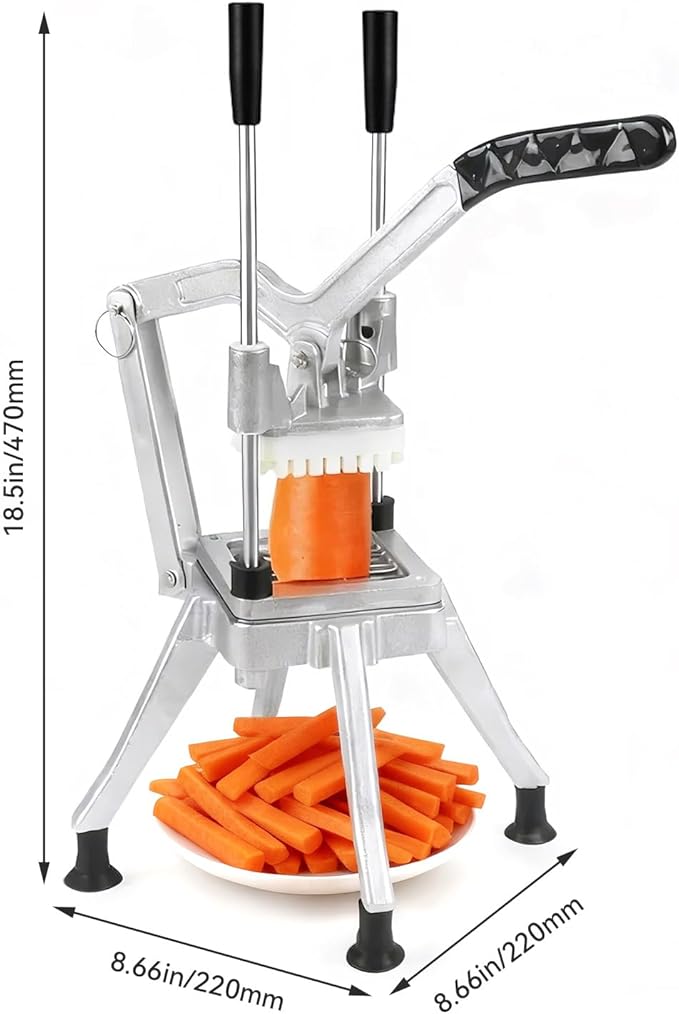 Malphi Commercial Vegetable Chopper, Heavy Duty Manual Potato Cutter with 4 Interchangeable Blades, Stainless Steel French Fry Cutter for Potatoes, Carrots, Onions, Vegetables & Fruits