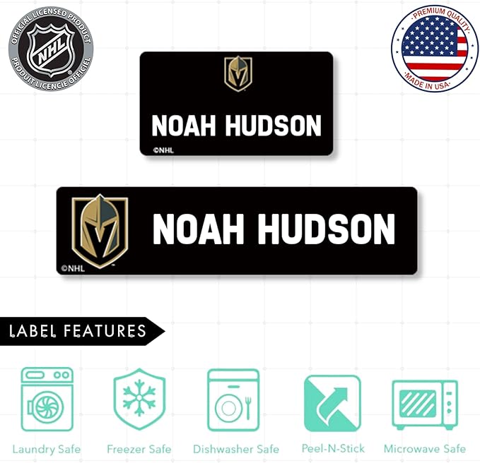 NHL Hockey Labels - Custom Peel and Stick, Waterproof Labels - Great for Organization, Sports, School, Day Camp Labels - 155 Pack (Vegas Golden Knights)
