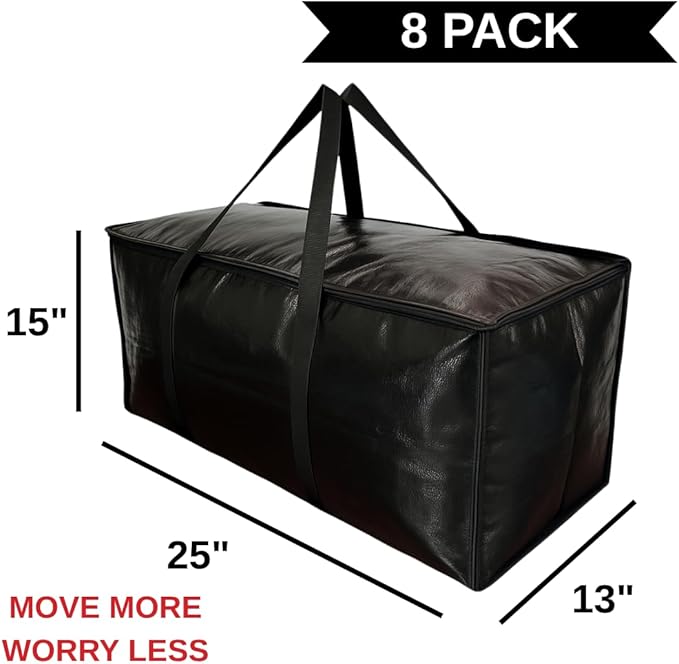 BAG-THAT! 8 - Pack Heavy Duty Large Moving Bags, with Strong Zipper and Comfortable Handles Durable & Sturdy Clothes packing Storage Bags Totes Bins Packing Moving Boxes College Supplies for moving.
