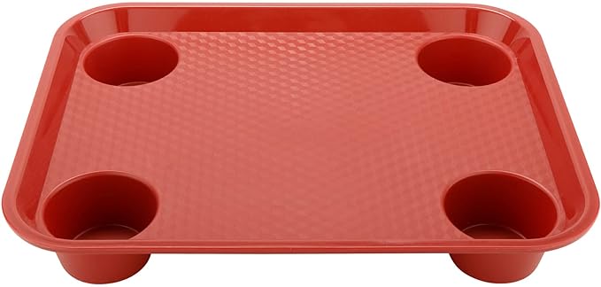 G.E.T. FT-20-R Stackable Cafeteria / Fast Food Plastic Tray, 17" x 14", Red (Set of 12)