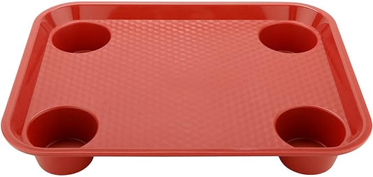 G.E.T. FT-20-R Stackable Cafeteria / Fast Food Plastic Tray, 17" x 14", Red (Set of 12)