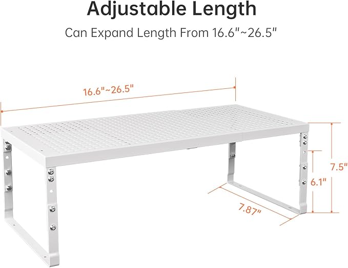 Ipotive Cabinet Shelf,Expandable Adjustable Stackable Kitchen Organizer,for cabinets, Kitchens, countertops, bathrooms Shelf Organizer(3Packs/White,Medium)