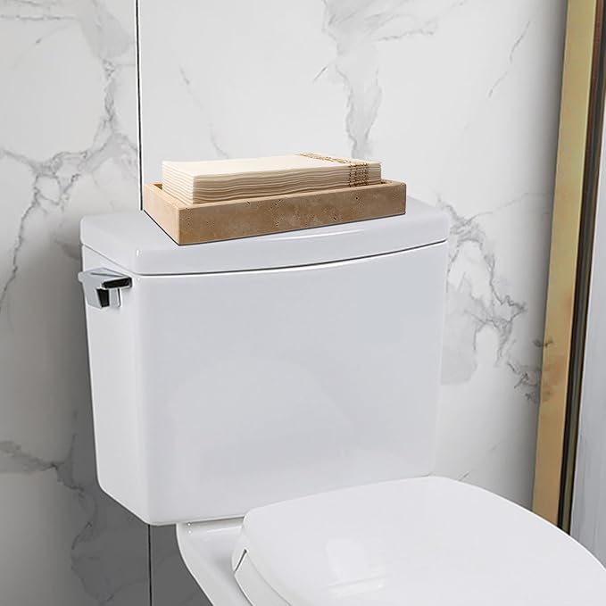 Shonmogar Natural Travertine Guest Towel Holder, Stone Napkin Holder for Bathroom,Gorgeous Bathroom Napkin Holder Tray, Stylish Guest Towel Holder Tray for Bathroom Toilet Dining Table, Beige