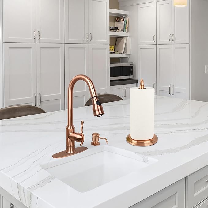 Akicon Paper Towel Holder Stand for Kitchen Countertop & Dining Room Table (Copper, Classical)