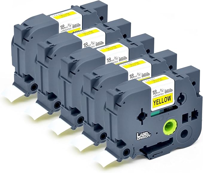 Label Orison Compatible with Brother P Touch Label Tape TZ641 TZE641 TZo641 18mm TZe Tape for Brother Label Maker Refills PT-D210 PT-H110 PT-D220 PT-D400, 3/4 Inch x 26.2ft, Black on Yellow, 5Pack