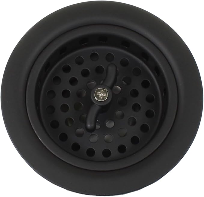 Mr. Scrappy 3.5" Sink Drain Assembly with Twist Lock Basket Strainer, Solid Brass, Black