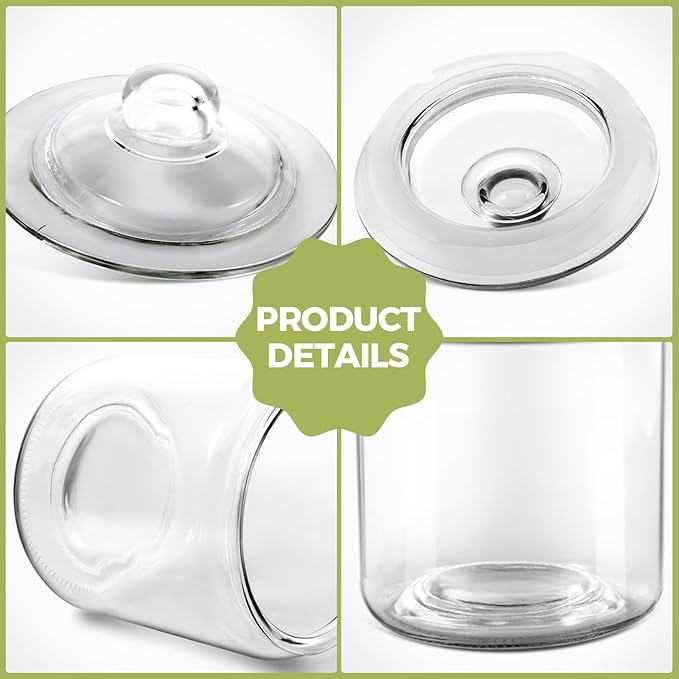 Masthome 1 Gallon Glass Jar with Lid,Large Glass Cookie Jar,Wide Mouth,Dishwasher Safe,Large Clear Jar,Storage Containers with Lids For Flour,Nuts,Cookies,Snacks-Send 15pcs Food Storage Bags