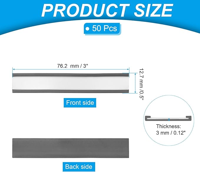 PATIKIL Magnetic Label Holder 3" x 0.5" with Paper Inserts, 50 Pcs C Channel Magnetic File Cabinet Labels Shelf Data Card Holder Signs for Metal Racks Shelves Whiteboard Tool Box