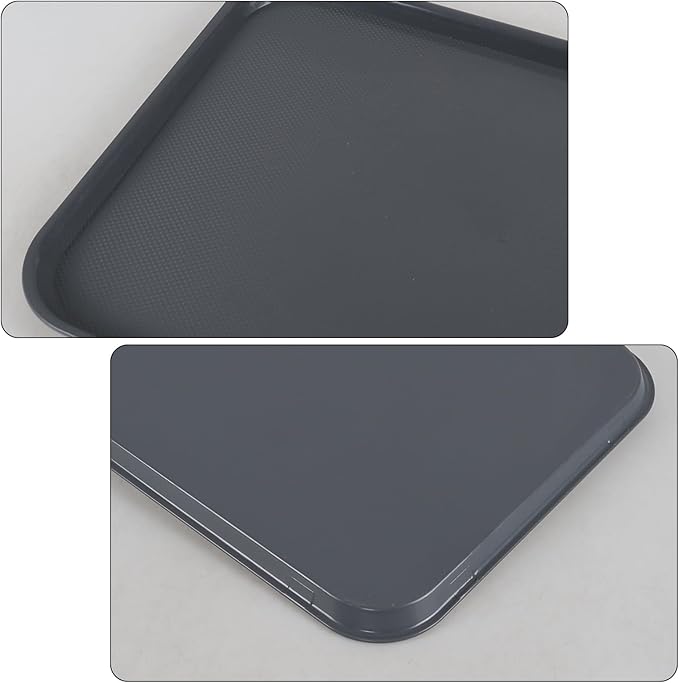 Readsky 6 Packs Gray Extra Large Rectangle Plastic Trays, 25.2" x 17.5" Multi-Purpose Rectangular Trays, Boot Tray, Serving Tray