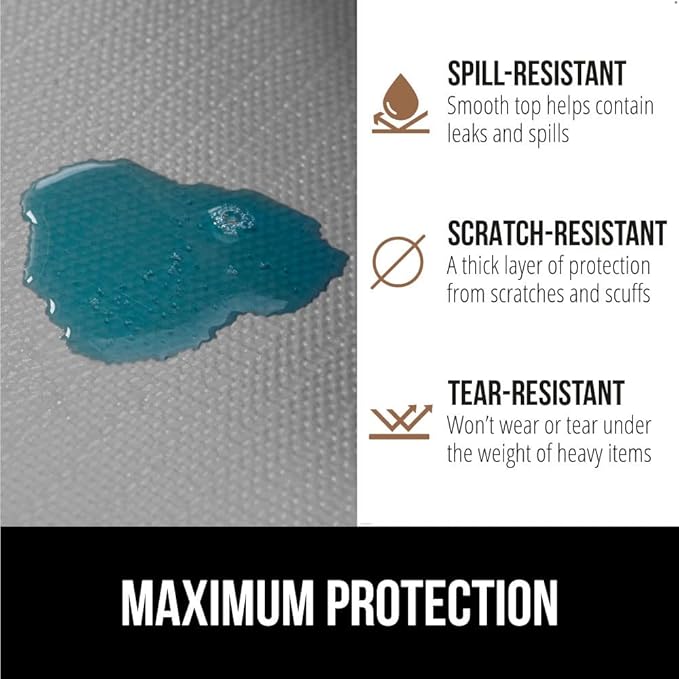 GORILLA GRIP DripGuard Shelf Liner, Non Adhesive Drawer and Kitchen Cabinet Protector, Slip Resistant BPA Free Smooth Surface Plastic Liners for Cabinets, Bathrooms, Closets, 12x120 Inch, Light Gray