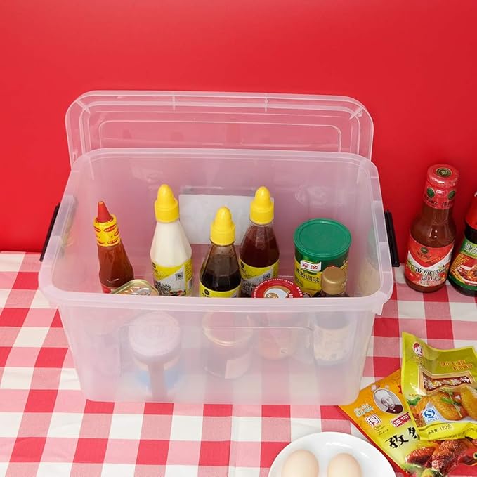 4-Pack 18 L Plastic Storage Box, Clear Latch Storage Bin with Lid