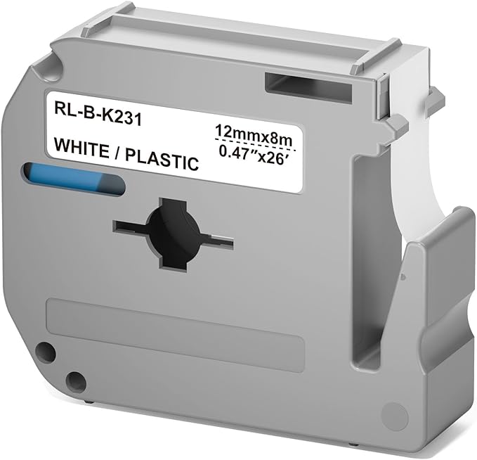 M-K231 Label Tape Compatible with Brother M Tape P Touch 12mm 0.47 White, M-K231s MK231 M231 for Brother PT-M95 PT-70BM PT-90 PT-85 PT65 45 P-Touch Label Maker Refills 0.47''*26.2'