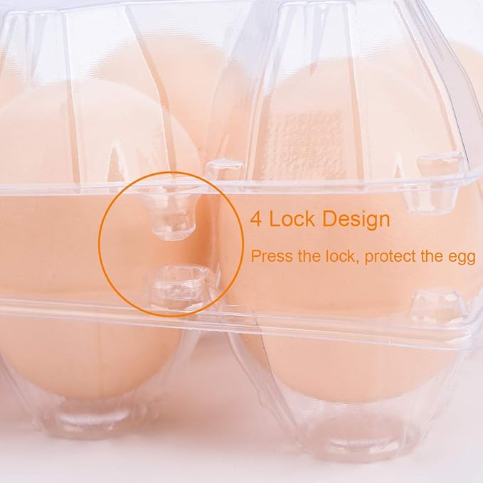 Egg Cartons 60 Packs, Clear Eco-friendly Plastic Blank Egg Cartons with Free Labels, Holds up to 6 Eggs Securely, Perfect for Family Pasture Farm Markets Display - Medium