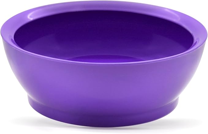 CaliBowl Large Non-Spill Plastic Bowl Set - 28oz Reusable Kitchen Bowls with Concave Inner Lip and Non-Slip Base - For Cereal, Soups, Mixing and Serving - Set of 4 - Sunset Purple