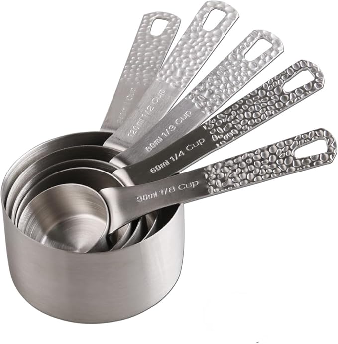 Hotsyang 18/8 Stainless Steel Measuring Cups and Spoons set 14 for Baking & Kitchen, 5 Metric & US Measuring Cups and 6 Measuring Spoons,1 Leveler and 2 Rings for Dry & Liquid