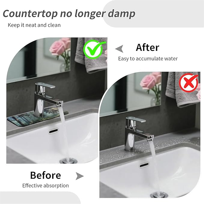 Kitchen Sink Splash Guard，sunlight through the forest Faucet Mat Sink Gadgets-Super Absorbent Fast Drying Mat Drip Catcher for Kitchen, Bathroom,Sink Mat, Dish Drying Mat, Bathroom(15" X 5.5" )