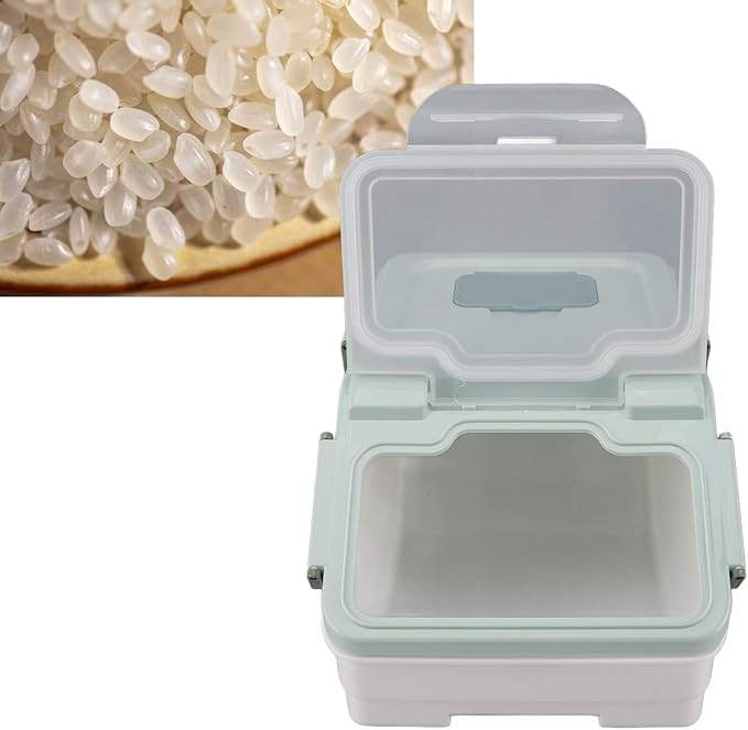 Rice Container, Airtight Flour Container Food Storage Container Thickened Rice Storage Bin Dry Food Dispenser with Easy Open Lid for Kitchen Grain Flour Snacks (Mint Green) (10kg