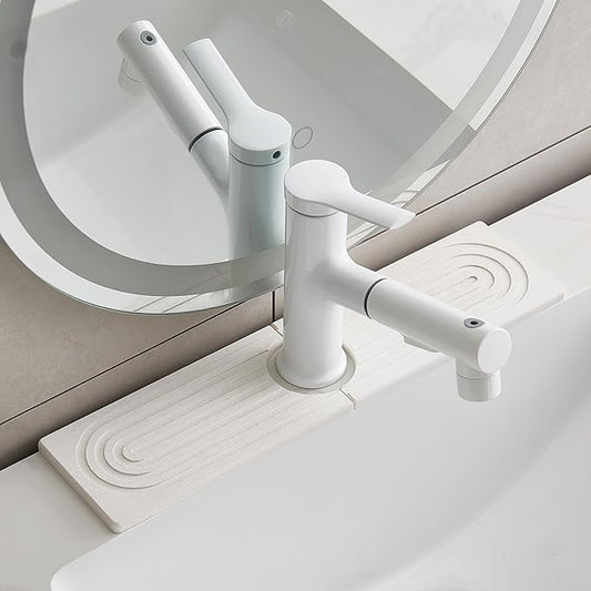 Stone Faucet Mat for Kitchen Sink Bathroom Counter, 15.7 Inch White Diatomite Water-Absorbing Drying Stone Mat, Sink Stone Tray Protector,Prevent Moisture Sink Splash Guard