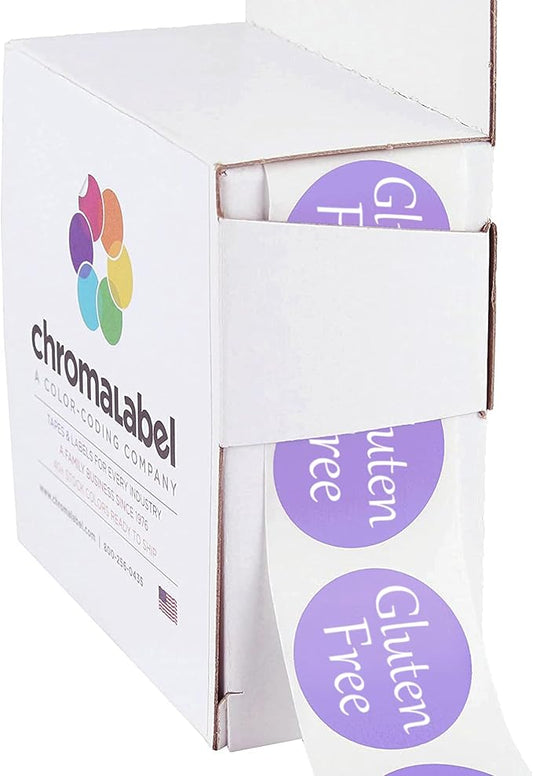 ChromaLabel 1 Inch Round Label Permanent Food Labels, 500 Stickers per Dispenser Box, Lavender, Gluten Free