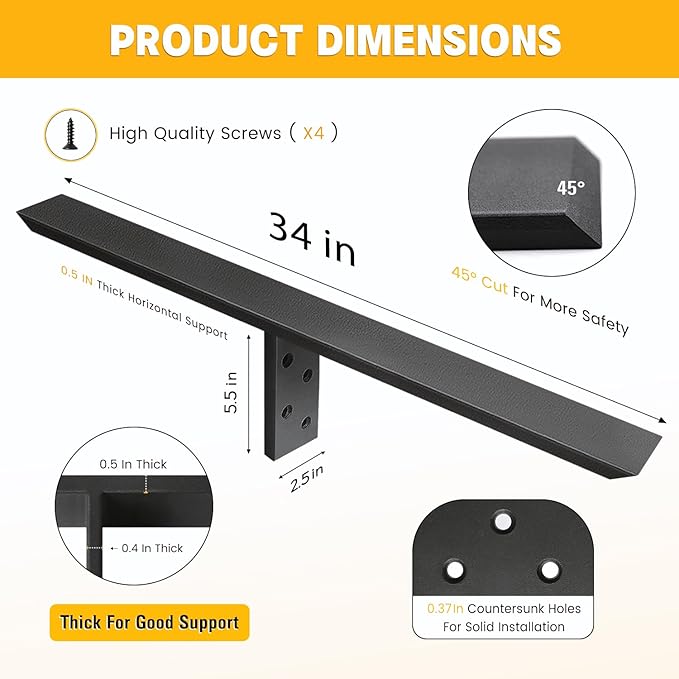 Hidden Countertop Support Bracket 34 Inch 2 Pack Heavy Duty Granite Support Bracket for Kitchen Island Bar Top Countertop