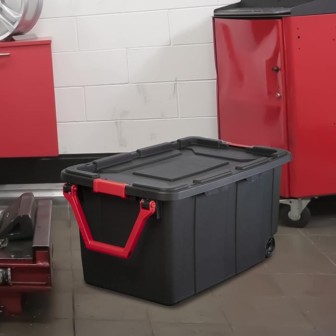 Storage Bins 40 Gallon Heavy-Duty Plastic Storage Bins, Container Totes with Durable Lid and Secure Latching Buckles, Stackable 2 Pack