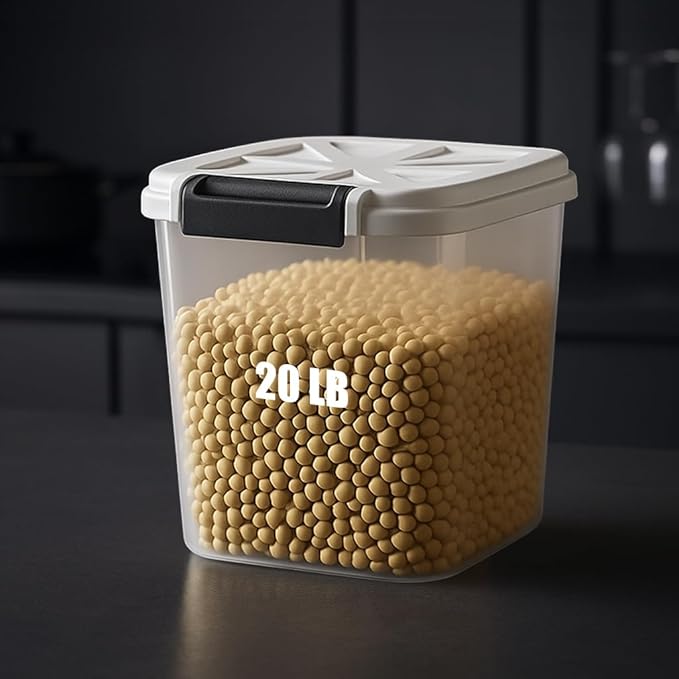 20LBS Flour Container - Rice Dispenser 20LBS/10KG/10.5Qt Food Cereal Container Bins with Measuring Cup for Household Pantry Organization