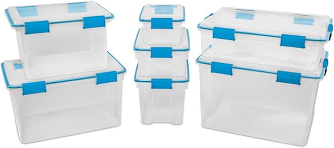 Sterilite 12-Pack Gasket Box, Weather-Resistant Storage Bins with Latching Lids, 20 Quart - Heavy-Duty Organizing Containers for Closet, Bathroom, and Office