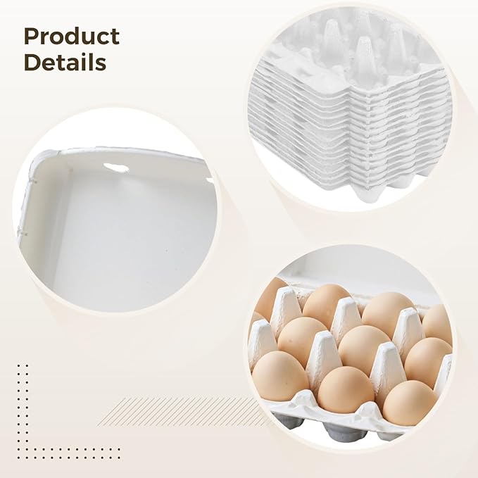 15 Pcs Egg Cartons Bulk, Paper Pulp Egg Trays, Reusable, Sturdy Design, Ideal for Egg Storage and Transport