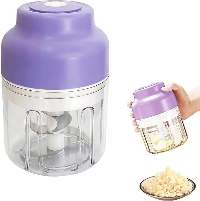 Electric Garlic Chopper, 320ML Portable Veggie Chopper, Rechargeable Vegetable Chopper,Garlic Grinder Masher Onion Chopper, Blender to Vegetable, for Ginger, Nuts,Chili, Fruit, Meat and Spices