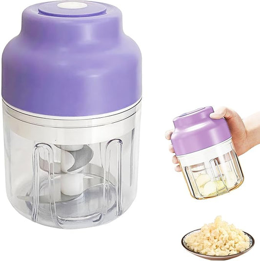 Electric Garlic Chopper, 320ML Portable Veggie Chopper, Rechargeable Vegetable Chopper,Garlic Grinder Masher Onion Chopper, Blender to Vegetable, for Ginger, Nuts,Chili, Fruit, Meat and Spices