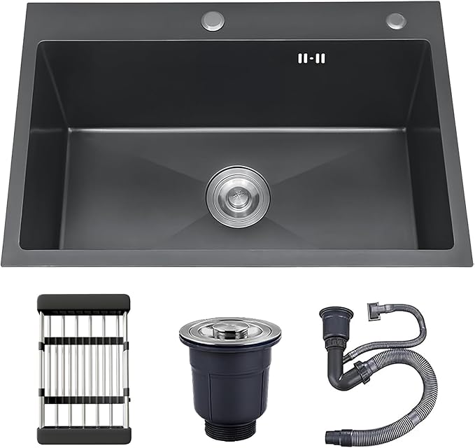 30-inch Single Bowl Workstation Kitchen Sink, Drop-in/Top-Mount Stainless Steel with Nano Coating & Basket Strainer, 30"x18"