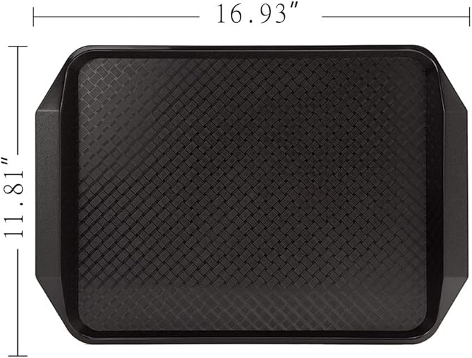 Eslite Plastic Fast Food Serving Tray,16.95 by 11.82-Inch,Set of 12 (Black)