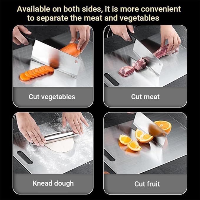 Titanium Cutting Board - 2025 New Upgrade 100% Pure Titanium Cutting Boards For Kitchen, 1 Pack Double-sided food-grade Cutting Board For Cutting Meats, Fruits And Vegetables (14"L x 10"W)