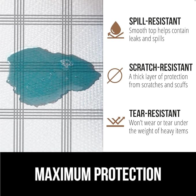GORILLA GRIP Slip Resistant Drawer and Shelf Liner 2 Pack, Non Adhesive Water Resistant, Easy Trim, Smooth Surface Liners for Kitchen Cabinet, Shelves, Drawers Pantry, 12 IN x 10 FT, Stripe Gray White