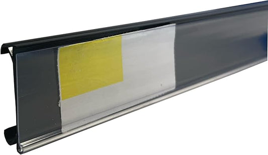 | Wire Shelf Ticket and Label Holder with Protective Window for Label Inserts | Perfect for Metro Style Shelves | 44.5" | 50 Pack | Black