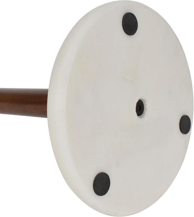 happimess PRH2000B Avery Modern Classic Wood with Non Slip Weighted Marble Base Paper Towel Holder, for Bathroom Kitchen Countertop, Standard or Jumbo-Sized Roll Paper, White/Natural
