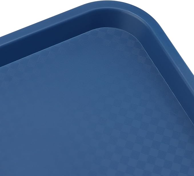 MAHIONG 5 Pack 13.8 x 10.6 Inch Blue Fast Food Tray, Large Rectangular Restaurant Serving Trays, Plastic Cafeteria Trays School Lunch Trays