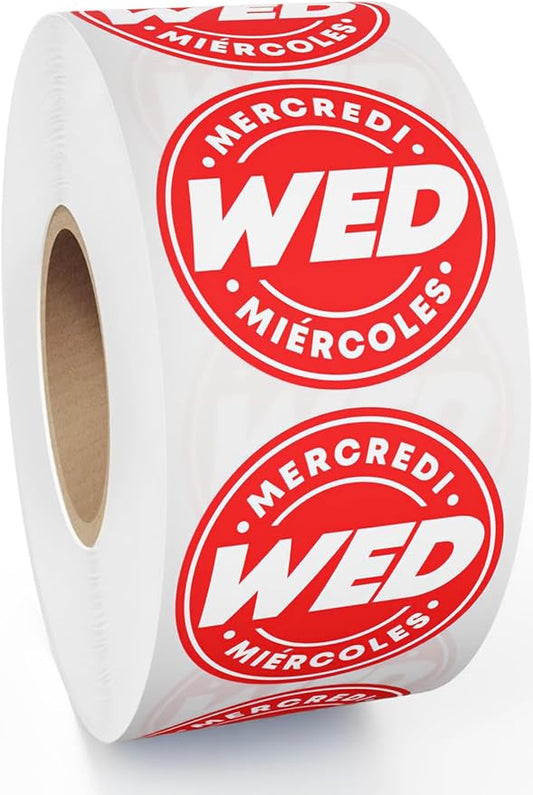 Easy Identification Date Stickers 7,000 Days of The Week Stickers – Wednesday 3/4" Days of The Week Food Labels – Day Dots for Food – Restaurant Supplies – Best by Commercial Kitchen Supplies