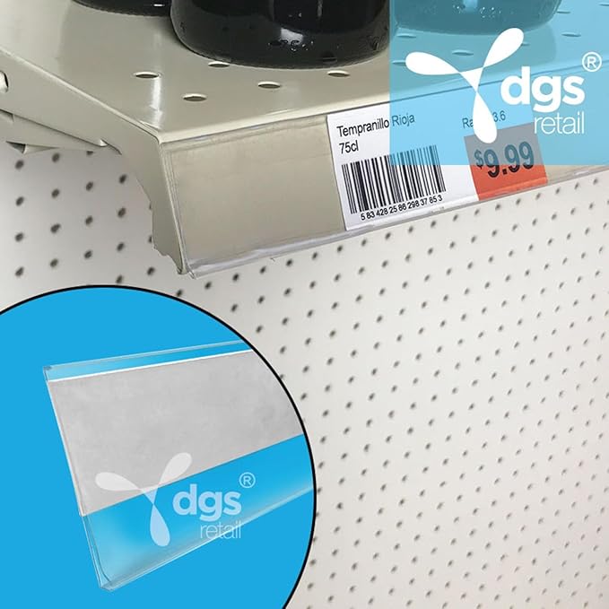 Shelf Label Strips, 100 Pack Self Adhesive 1.25”H Shelf Label Holder Price Tag Strips for Metal Wood or Plastic Gondola Shelf, PVC Plastic Clear Front/Clear Back Sign Holder Strip for 36” Long Shelf